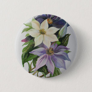 Lilac Clematis 6 Cm Round Badge
