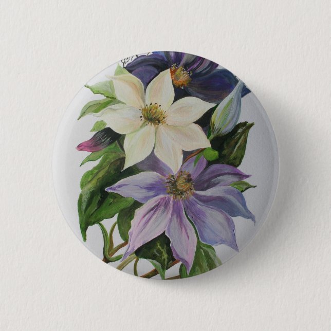 Lilac Clematis 6 Cm Round Badge (Front)
