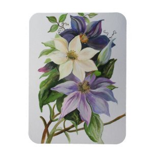 Lilac Clematis Vine Acrylic Painting Magnet