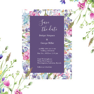 lilac colorful wildflower greenery wedding invitation