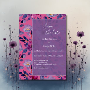 lilac colourful wildflower greenery wedding invitation