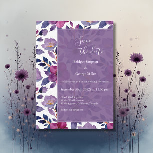 lilac colourful wildflower greenery wedding  invitation
