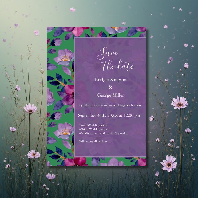 lilac colourful wildflower greenery wedding  invitation (Creator Uploaded)