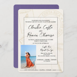 Lilac Costa Rica Passport Wedding Invitation