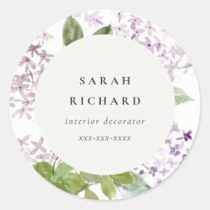 Lilac Cottage Garden Floral Bunch Business Classic Round Sticker