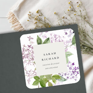 Lilac Cottage Garden Floral Bunch Business Square Sticker