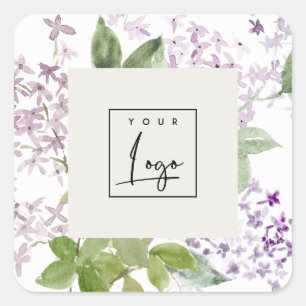 Lilac Cottage Garden Floral Bunch Logo Business Square Sticker