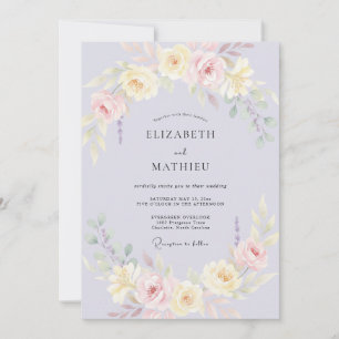 Lilac Cream Painted Wedding Invitation