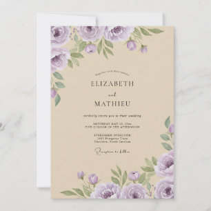 Lilac Cream Watercolor Wedding Invitation