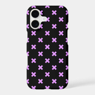 Lilac cross stitches on black