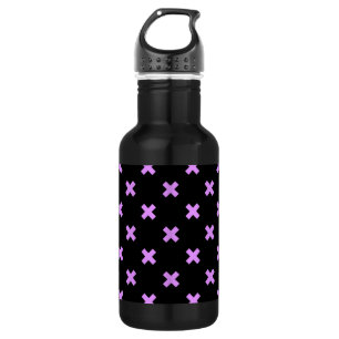 Lilac cross stitches on black 532 ml water bottle
