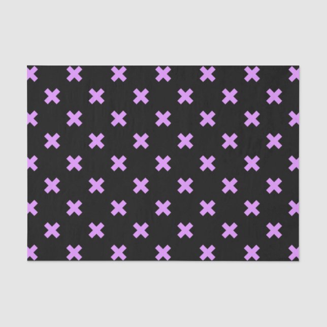 Lilac cross stitches on black tissue paper (Front)