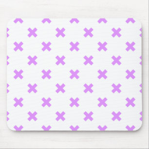 Lilac cross stitches on white mouse pad