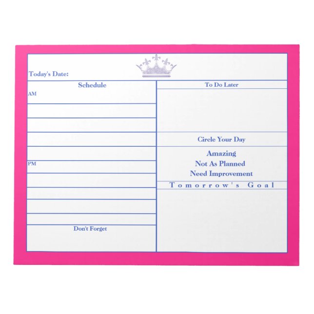 Lilac Crown Pink Border Decorative notepads (Front)