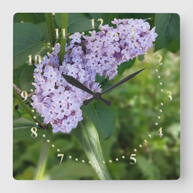 lilac curtain square wall clock (Front)