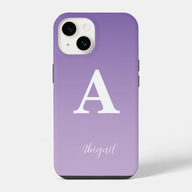 Lilac Custom Monogram Name iPhone Case (Back)