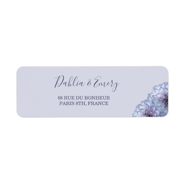 Lilac Dahlia Flowers Wedding Address Label Return Address Label (Front)