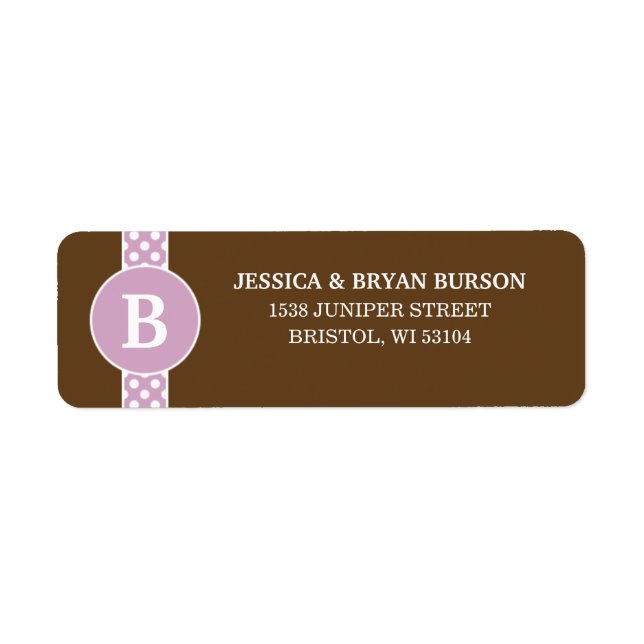 Lilac Dainty Dots Custom Monogrammed Family Return Address Label (Front)