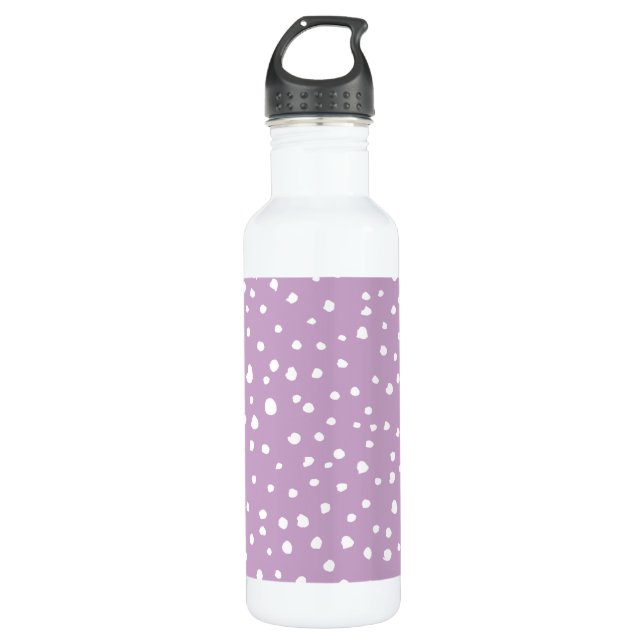 Lilac Dalmatian Spots, Dalmatian Dots, Dotted 710 Ml Water Bottle (Front)