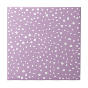 Lilac Dalmatian Spots, Dalmatian Dots, Dotted Ceramic Tile