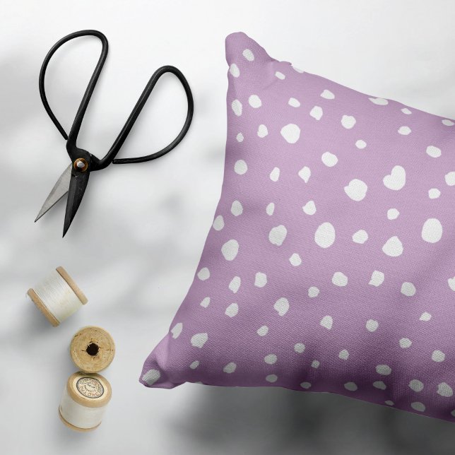 Lilac Dalmatian Spots, Dalmatian Dots, Dotted Decorative Cushion (Creator Uploaded)