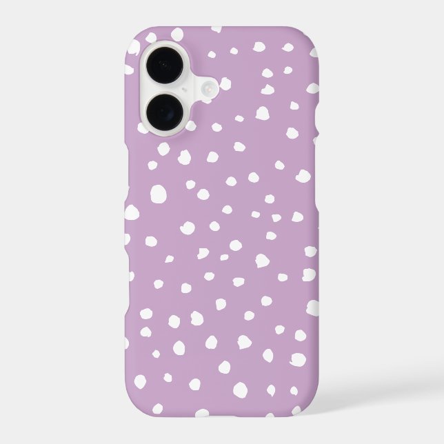 Lilac Dalmatian Spots, Dalmatian Dots, Dotted iPhone Case (Back)