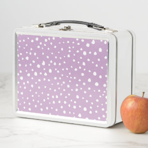 Lilac Dalmatian Spots, Dalmatian Dots, Dotted Metal Lunch Box