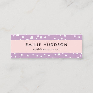 Lilac Dalmatian Spots, Dalmatian Dots, Dotted Mini Business Card