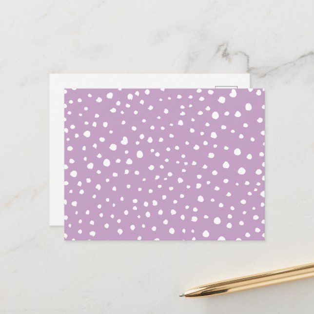 Lilac Dalmatian Spots, Dalmatian Dots, Dotted Postcard (Front/Back In Situ)