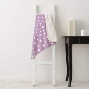 Lilac Dalmatian Spots, Dalmatian Dots, Dotted Sherpa Blanket