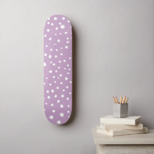 Lilac Dalmatian Spots, Dalmatian Dots, Dotted Skateboard