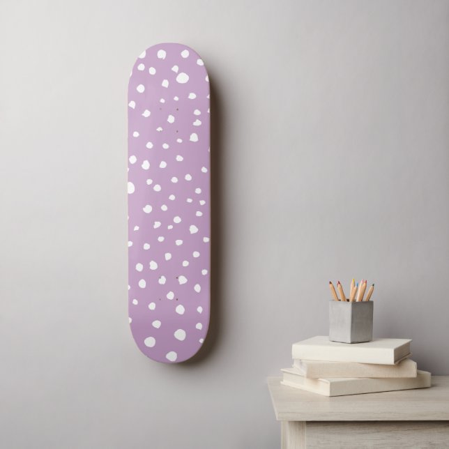 Lilac Dalmatian Spots, Dalmatian Dots, Dotted Skateboard (Wall Art)