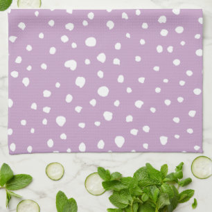Lilac Dalmatian Spots, Dalmatian Dots, Dotted Tea Towel