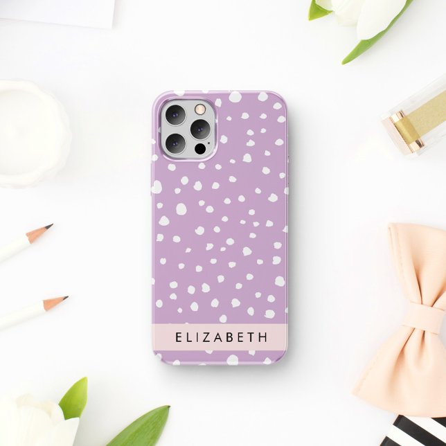 Lilac Dalmatian Spots, Dalmatian Dots, Your Name Case-Mate iPhone Case (Creator Uploaded)