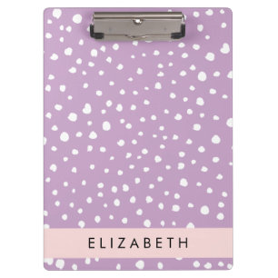 Lilac Dalmatian Spots, Dalmatian Dots, Your Name Clipboard