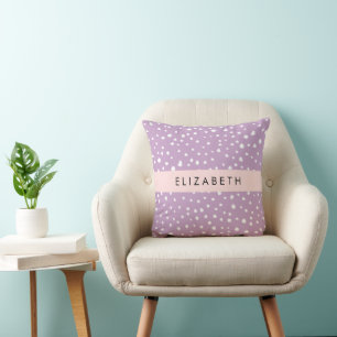 Lilac Dalmatian Spots, Dalmatian Dots, Your Name Cushion