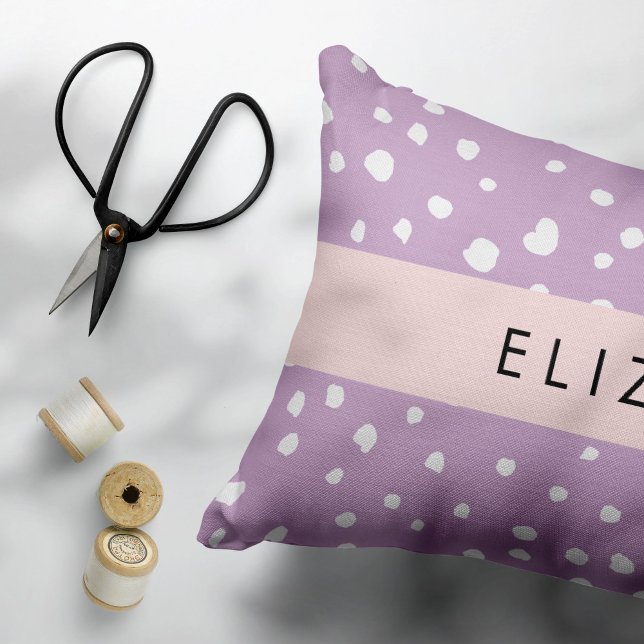 Lilac Dalmatian Spots, Dalmatian Dots, Your Name Decorative Cushion (Creator Uploaded)