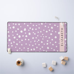 Lilac Dalmatian Spots, Dalmatian Dots, Your Name Desk Mat