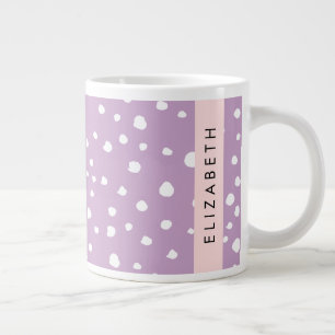 Lilac Dalmatian Spots, Dalmatian Dots, Your Name Large Coffee Mug