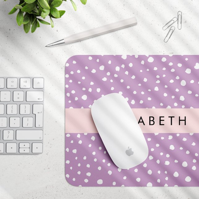 Lilac Dalmatian Spots, Dalmatian Dots, Your Name Mouse Pad (Creator Uploaded)