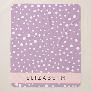 Lilac Dalmatian Spots, Dalmatian Dots, Your Name Sherpa Blanket
