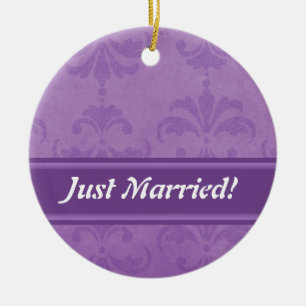 Lilac Damask Ceramic Ornament