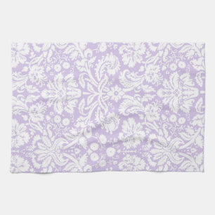 Lilac Damask Floral Kitchen Cloth Towel