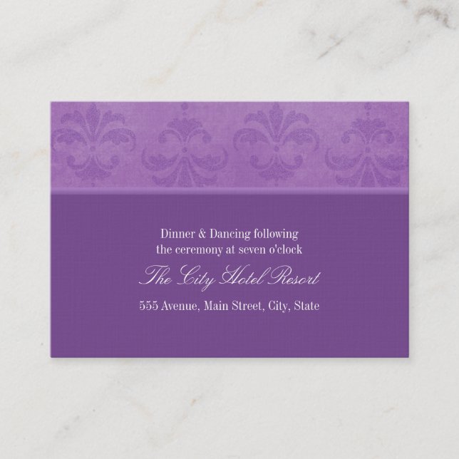 Lilac Damask Reception Enclosure Card (Front)