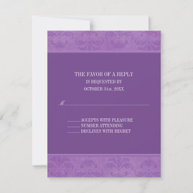 Lilac Damask RSVP Card (Front)