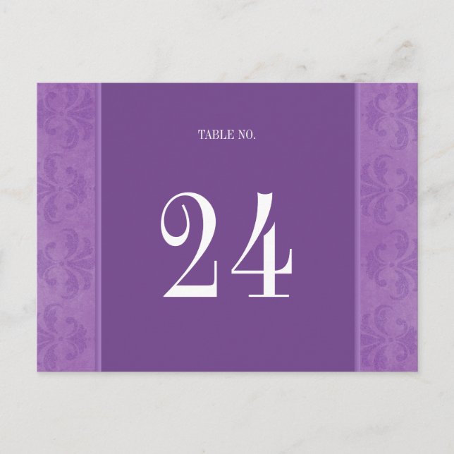 Lilac Damask Table Number Postcard (Front)