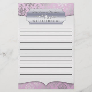 Lilac Dashing Damask Lined Business Stationary Stationery