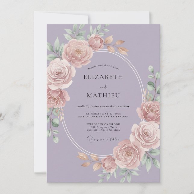 Lilac Delicate Floral Romance Wedding Invitation (Front)