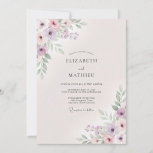 Lilac Delicate Floral Wedding Invitation