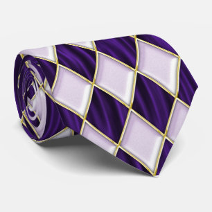 Lilac Diamonds on Purple Bkgrd Mardi Gras Tie